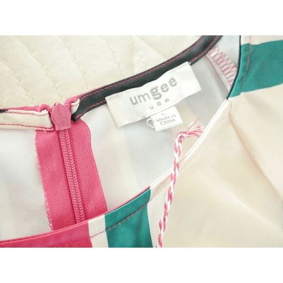 UMGEE U.S.A. Women's Magenta & Black Abstract Crewneck Shift Dress L - Picture 9 of 10